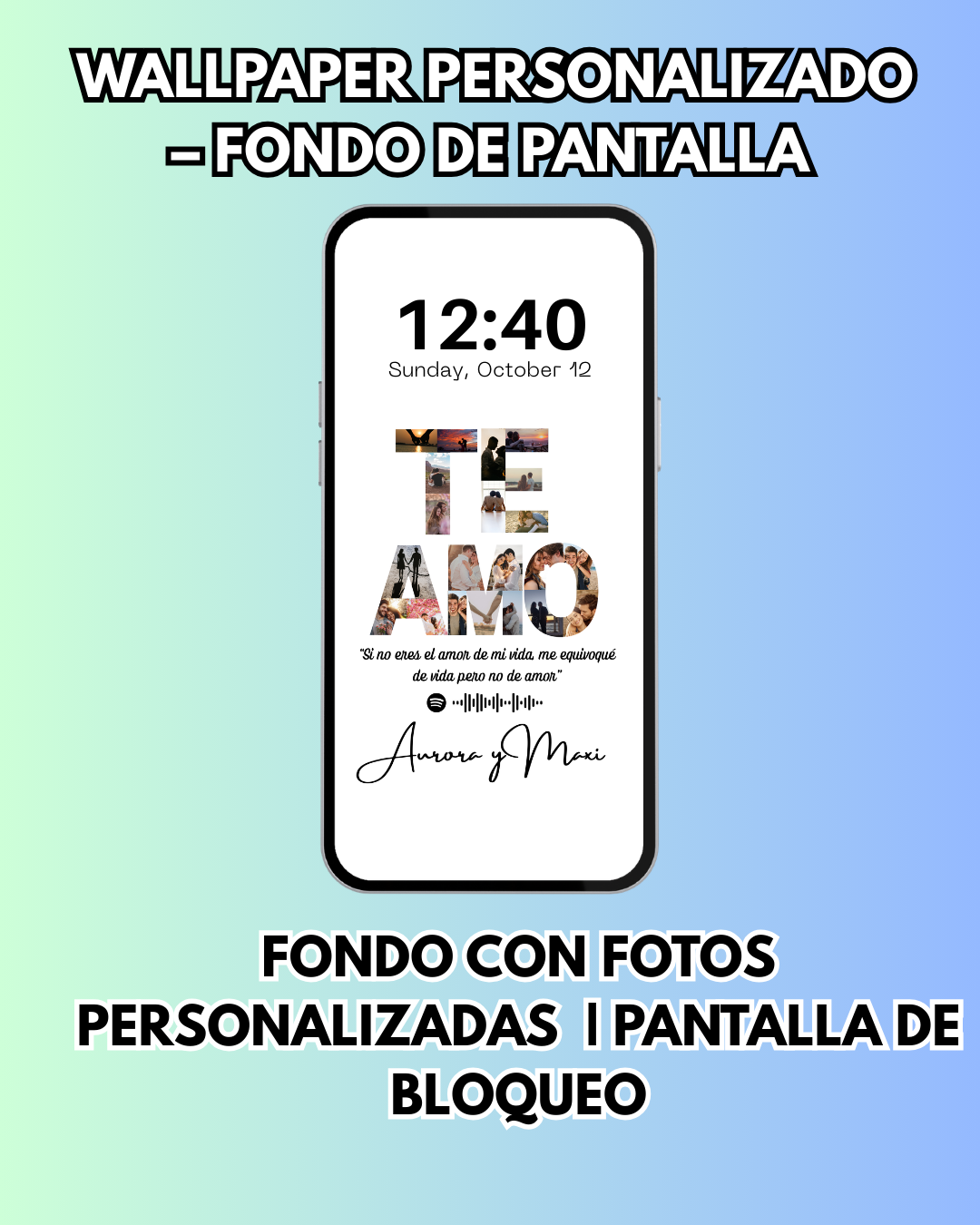 Wallpaper Personalizado con fotos|  Modelo 11 |  Te Amo