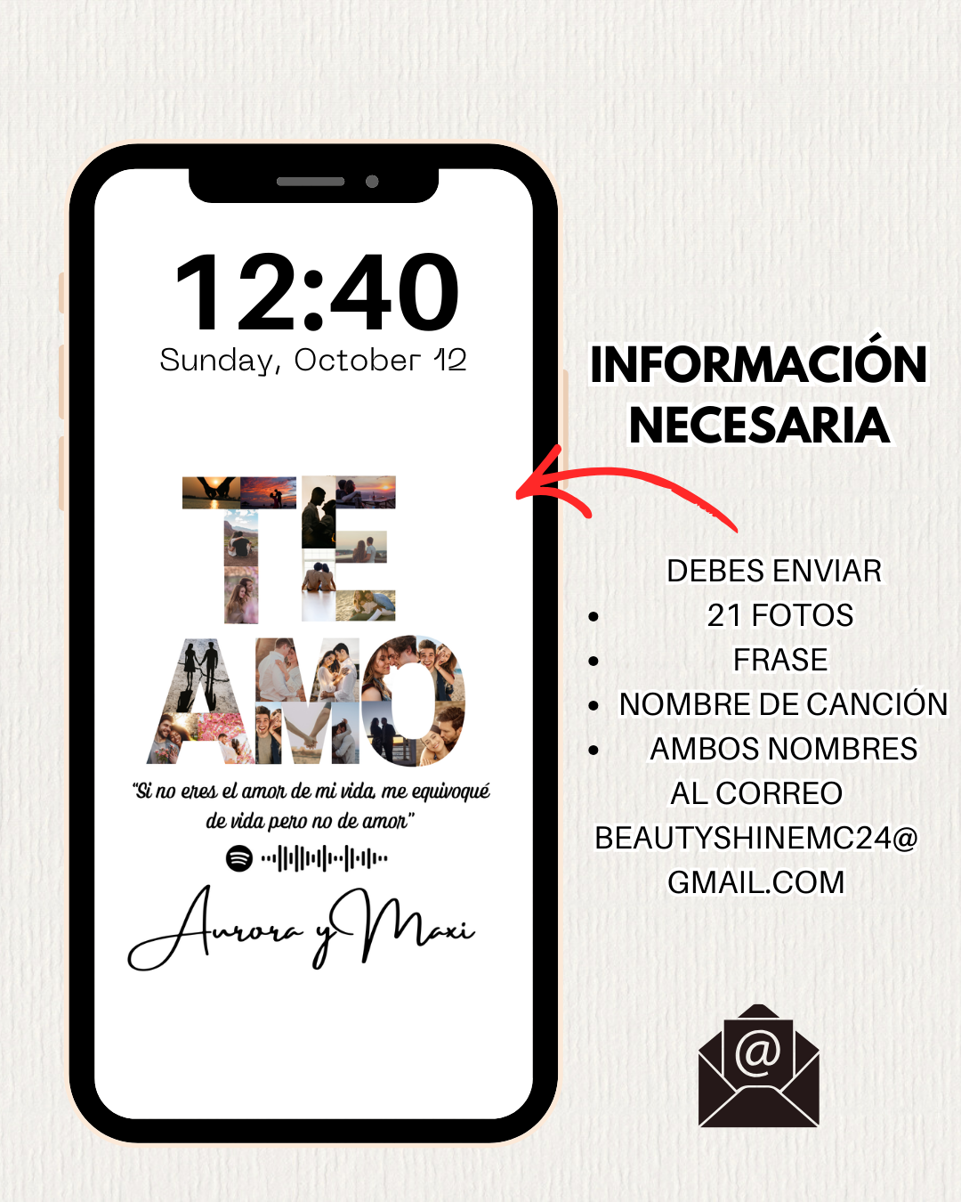 Wallpaper Personalizado con fotos|  Modelo 11 |  Te Amo