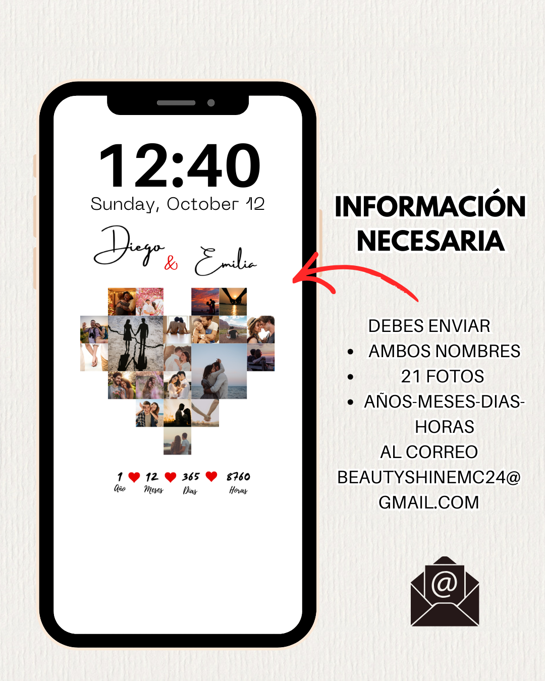 Wallpaper Personalizado con fotos|  Modelo 2 |  Corazon