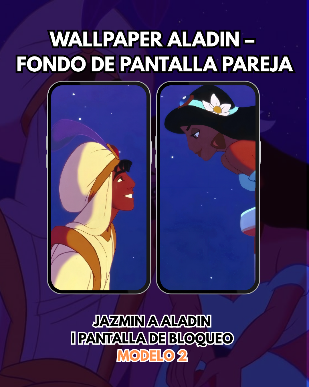 Wallpaper  Jazmín y Aladdin|– Fondo de Pantalla Pareja | Pantalla de Bloqueo