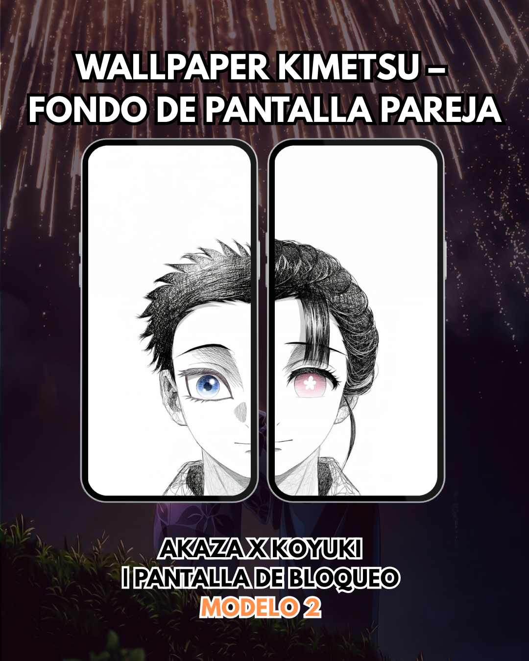 Wallpaper Kimetsu – Akaza y Koyuki Fondo de Pantalla | Pantalla de Bloqueo