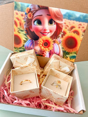 Box anillos enredados girasol
