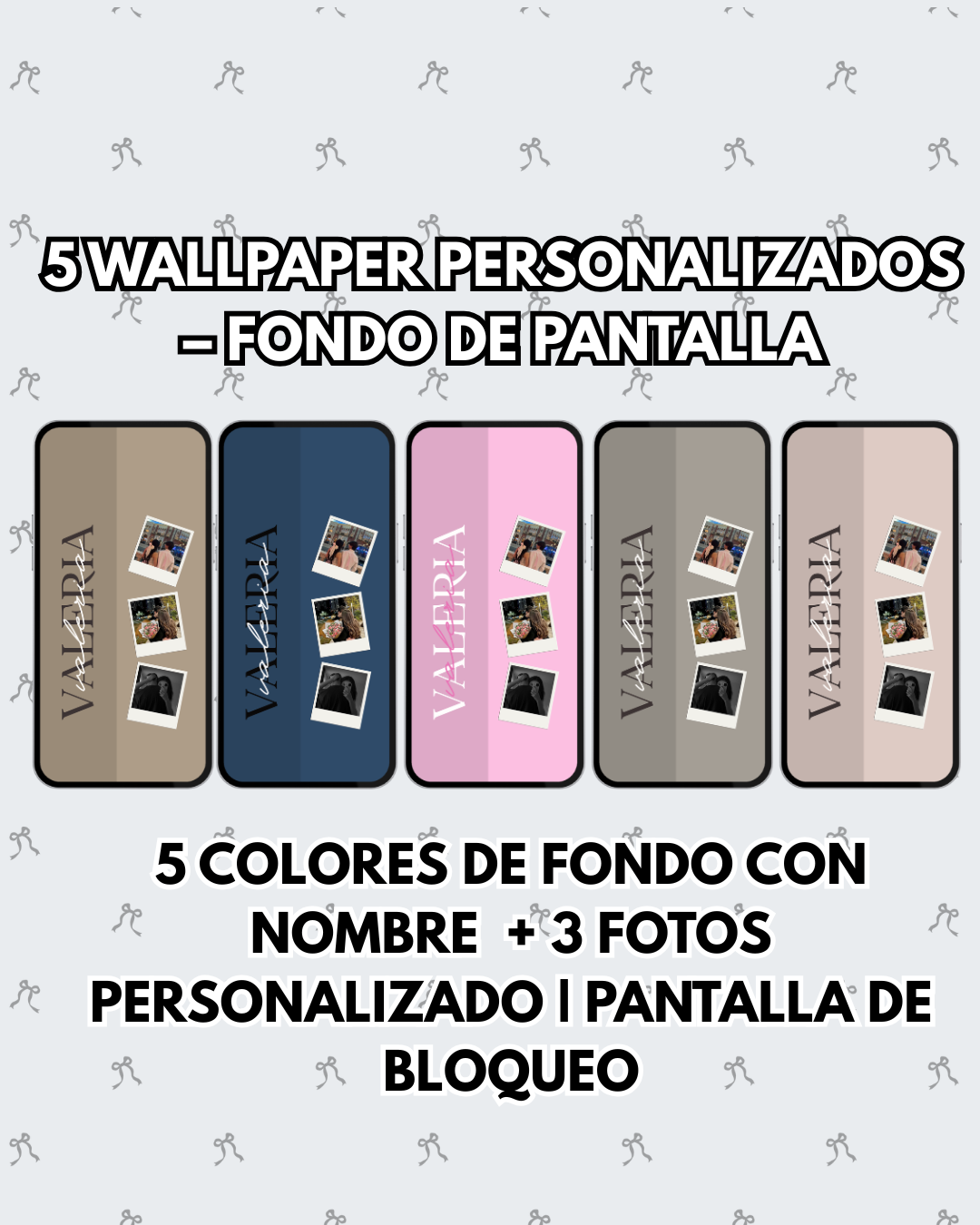 5 Wallpaper Personalizados con Nombre| 5 Colores Modelo 4
