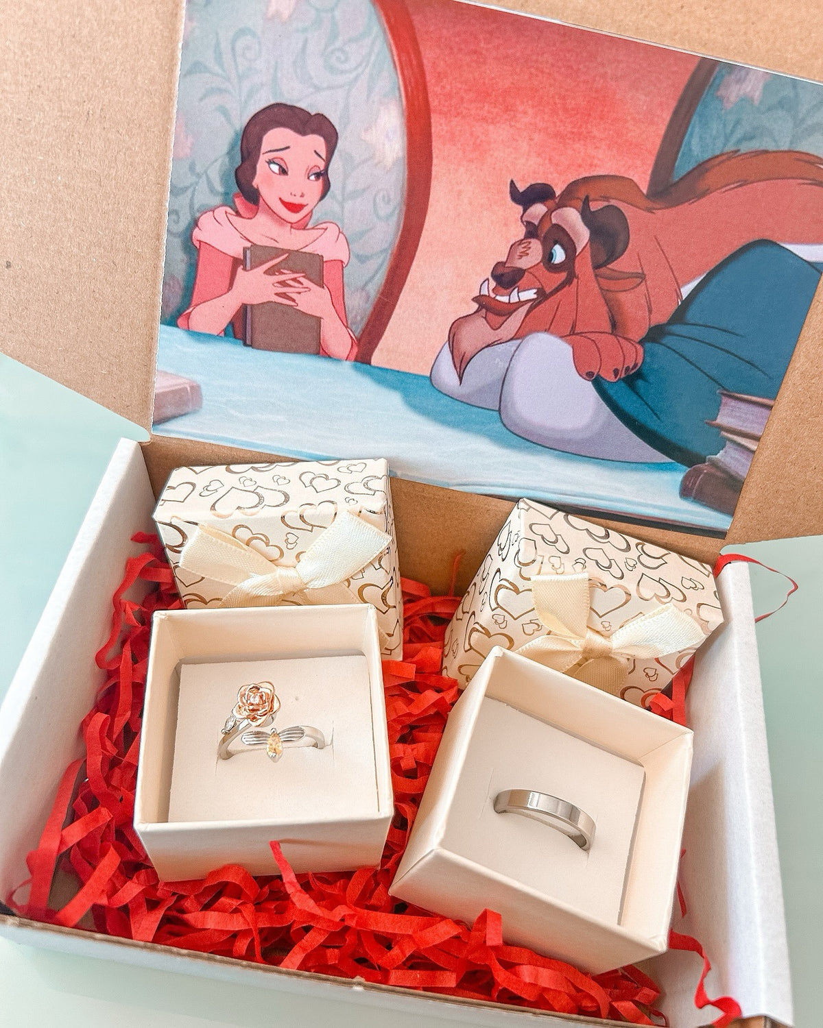 Set de anillos Bella y Bestia